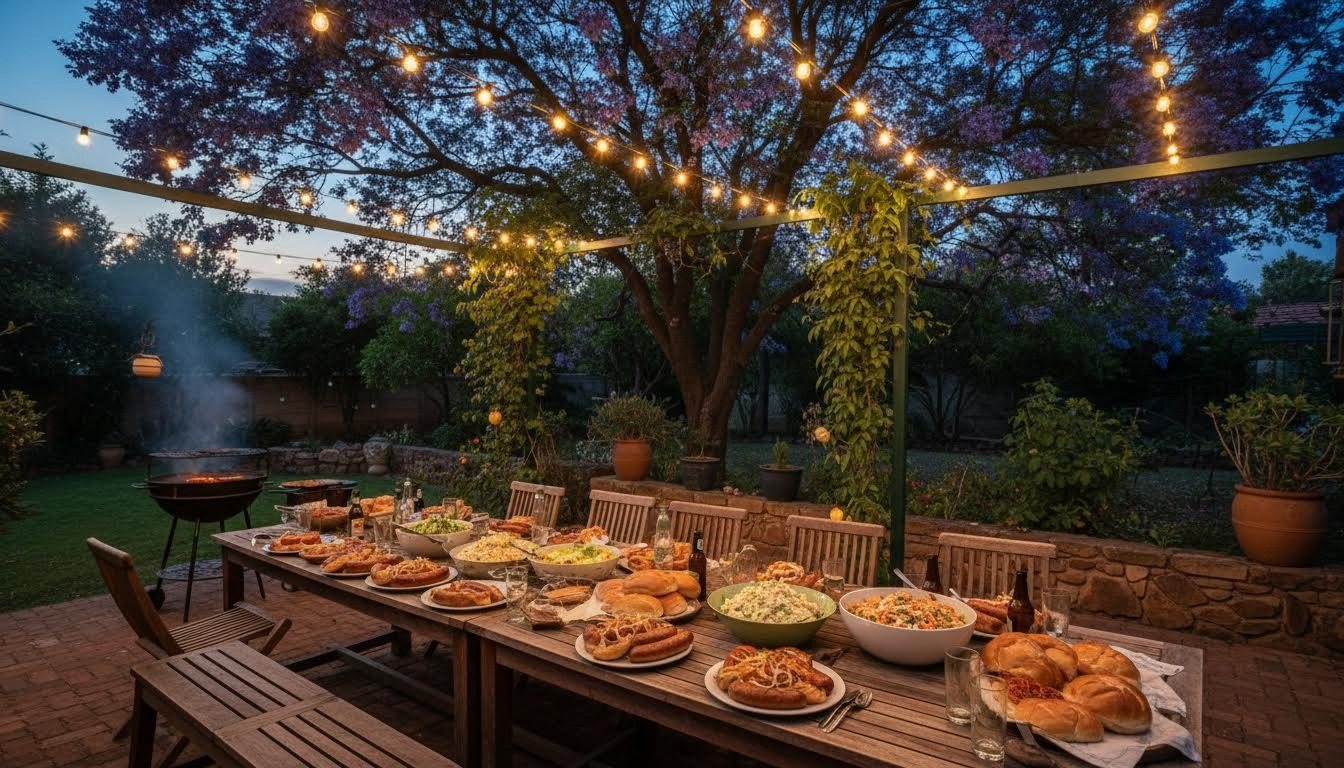 Backyard braai food table for a birthday