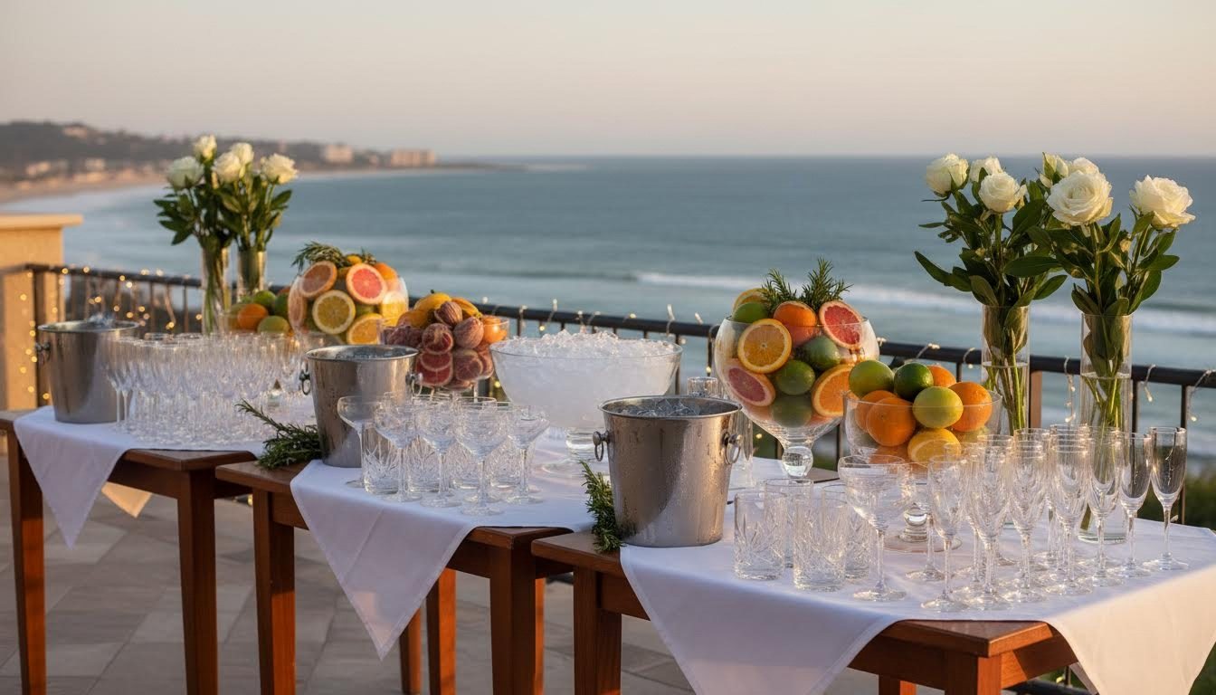 Cocktail station set up for a 25th birthday