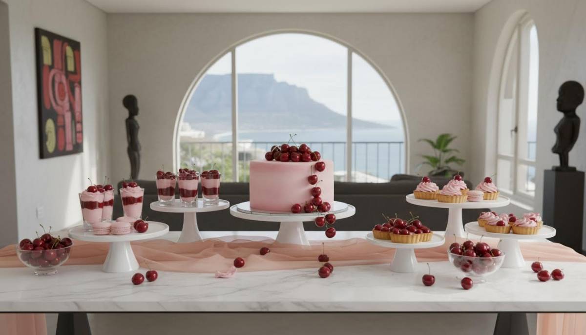 Red and blush dessert table