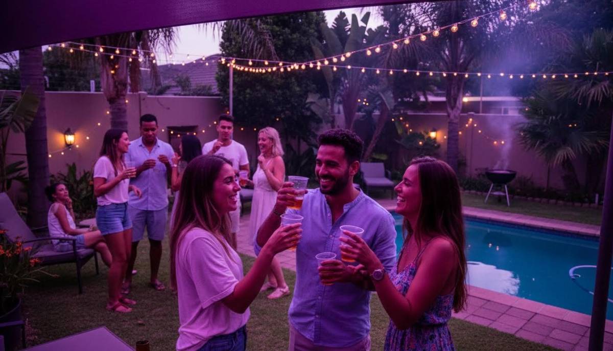 Guests drinking water at rave party
