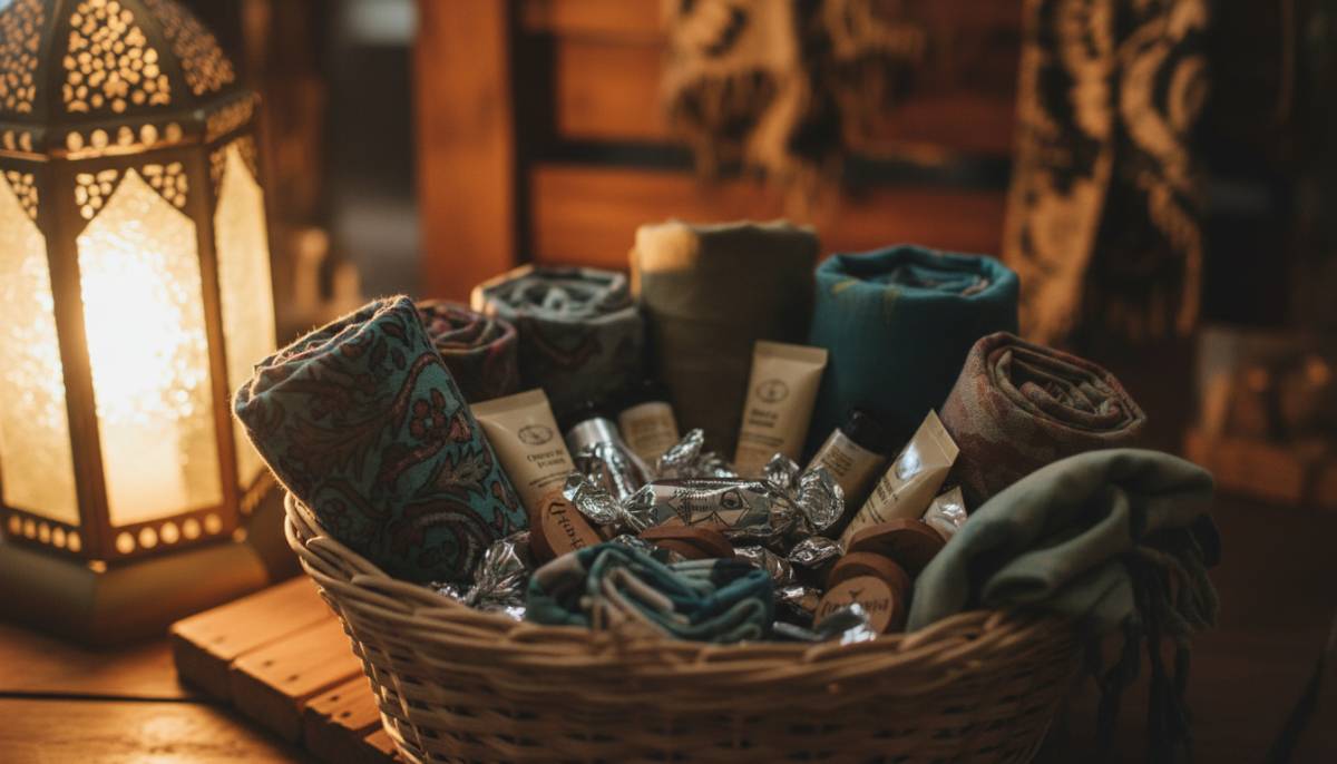 Comfort favour basket on a lounge table
