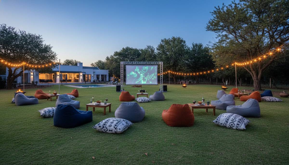 Outdoor TikTok cinema party setup