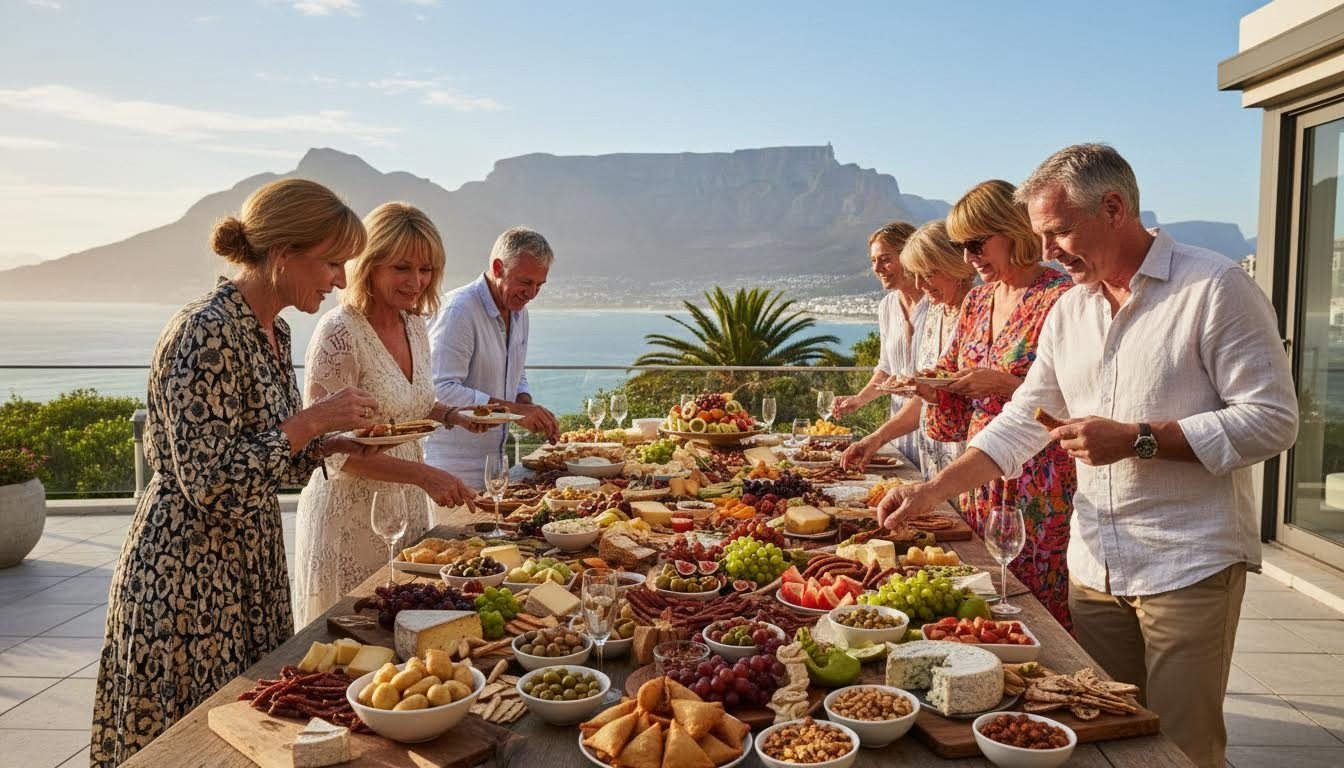 Guests serving snacks at a birthday grazing table