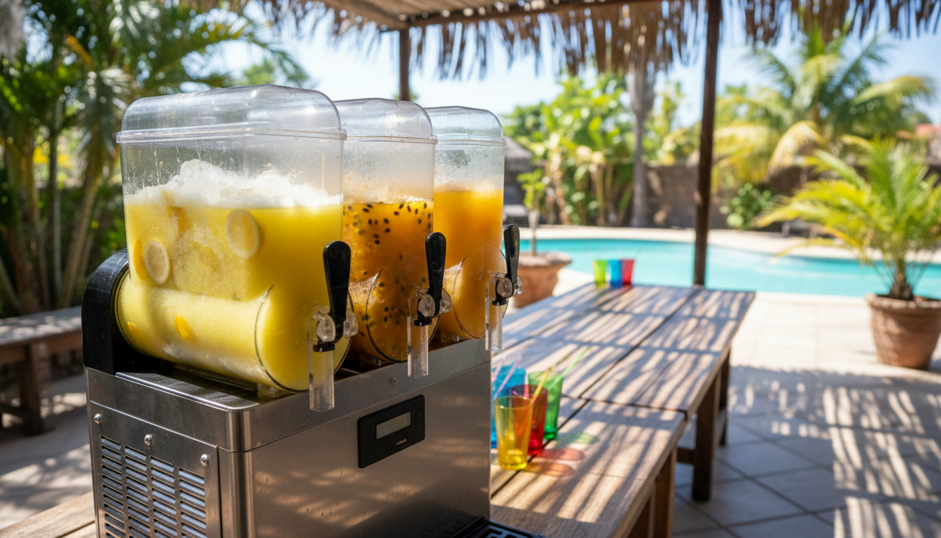 Slushy machine set up on a patio