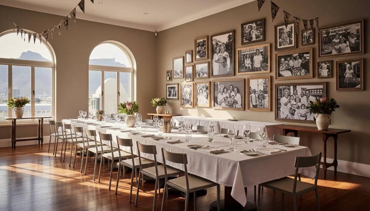 Private room with family photo wall
