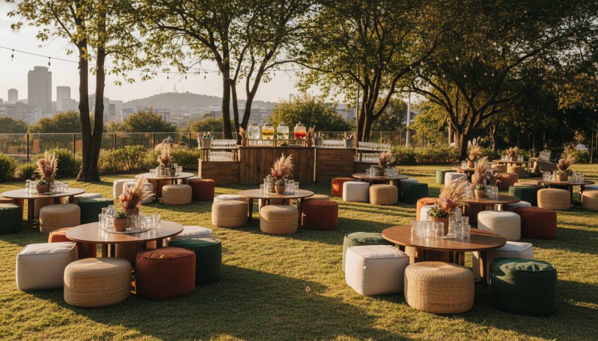 Garden welcome home setup before guests arrive