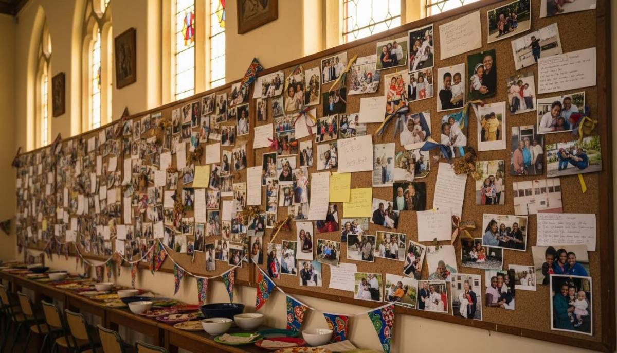Youth Day memory wall with photos and cards