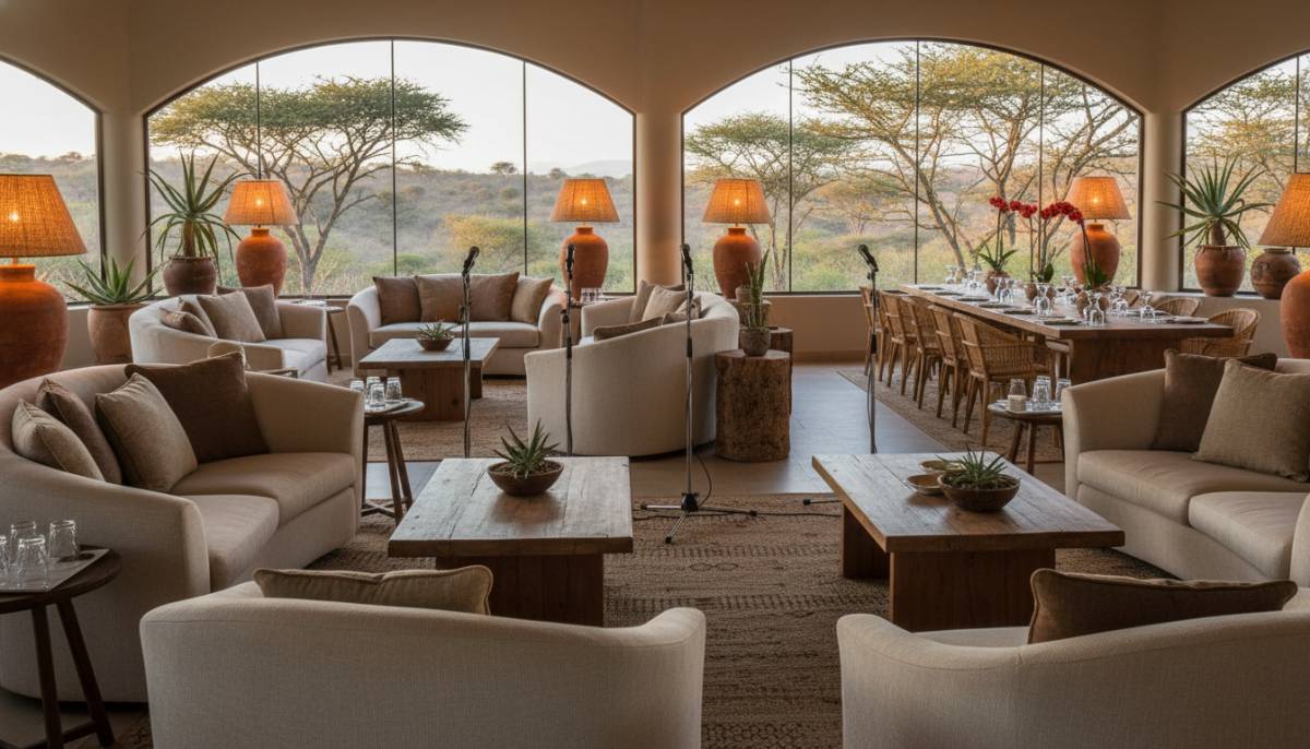Debate lounge setup in an estate clubhouse