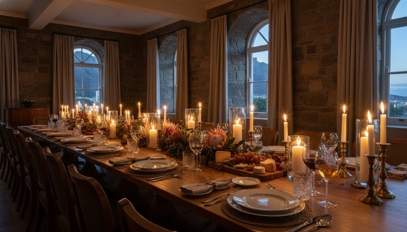 Candlelit private dining room set for a 30th birthday