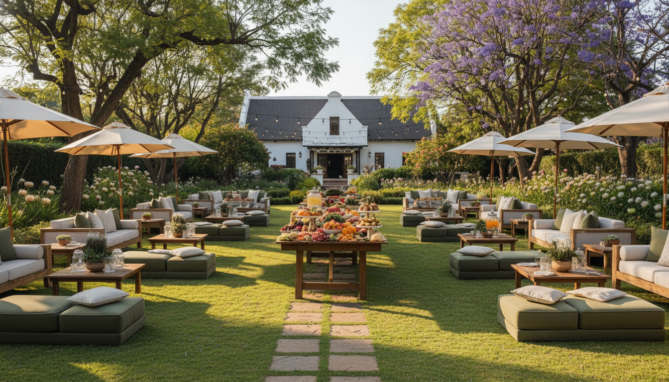 Garden 30th birthday lounge setup in Pretoria