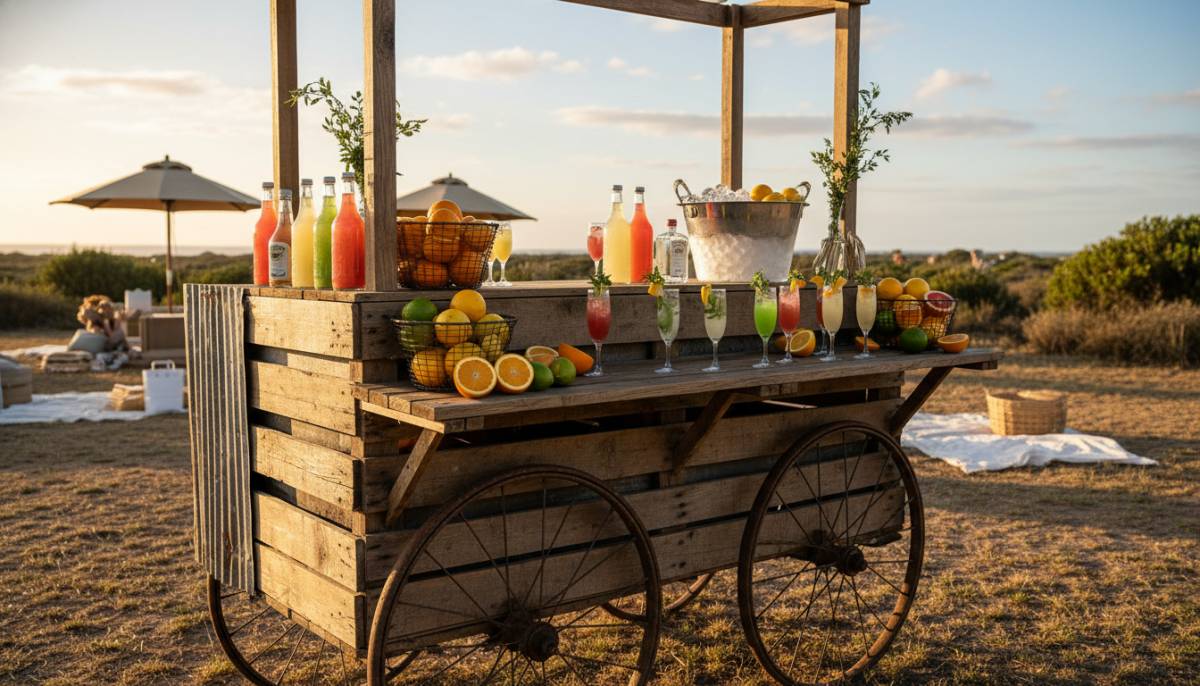 Rustic bar with alcohol-free cocktails