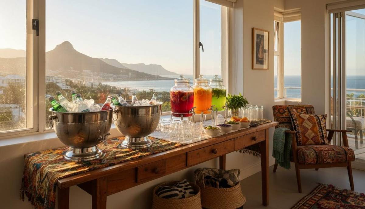 Retro drinks station with colourful cordials
