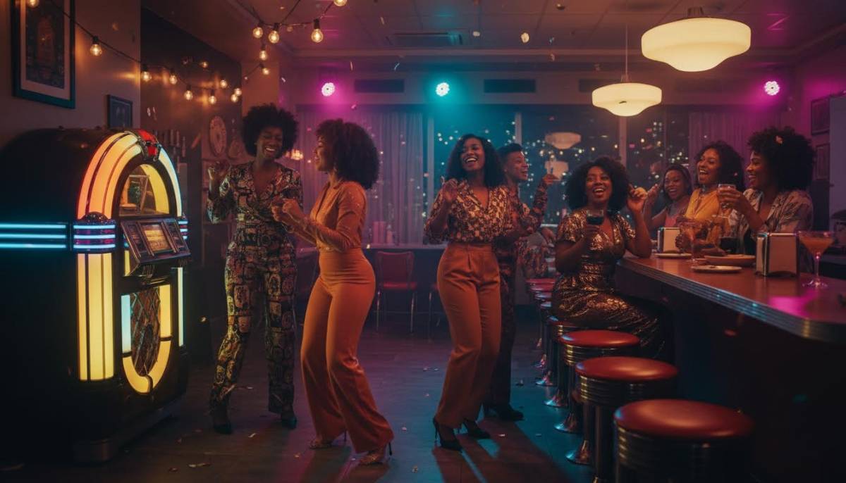 Guests dancing at a late-night diner afterparty