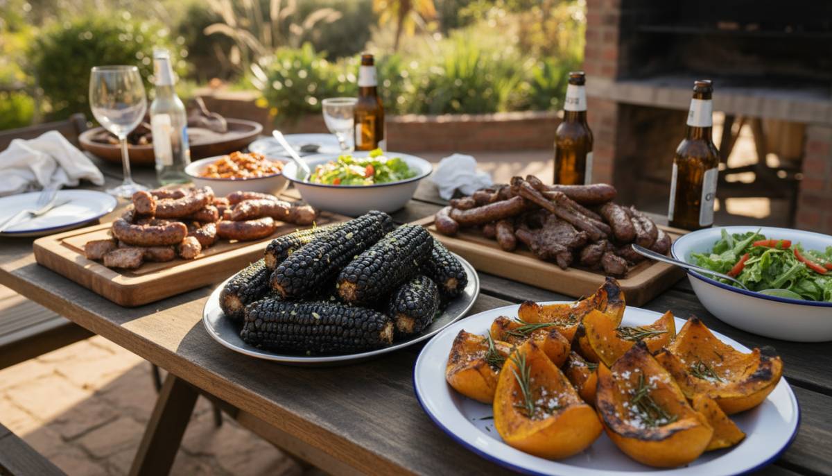 Autumn braai food displayed on a harvest table