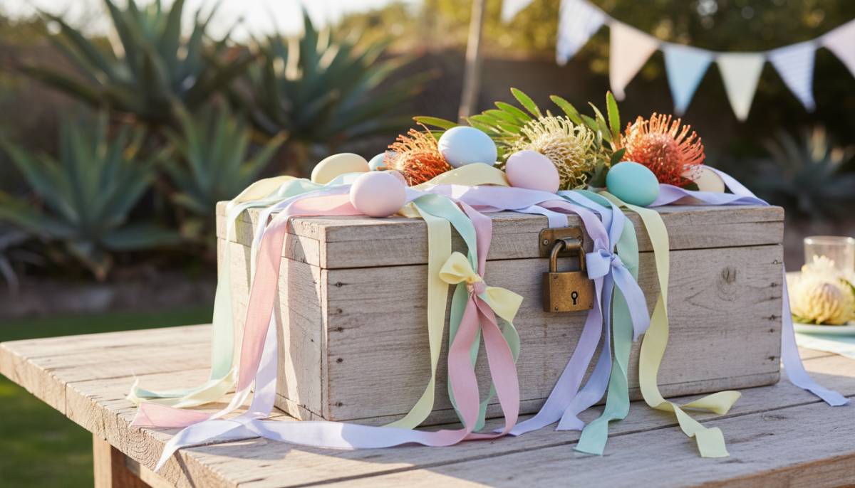 Easter clue box with ribbons