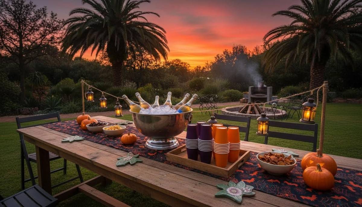 Outdoor Halloween drinks table