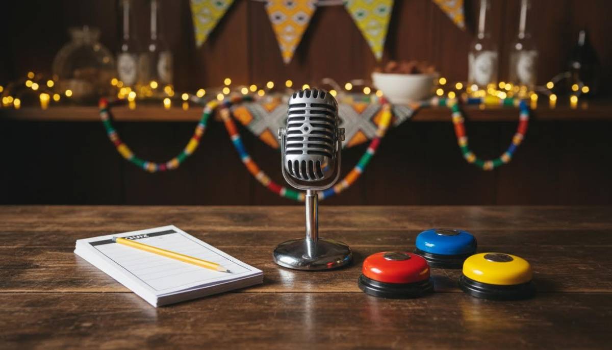 Trivia host gear and scorecards