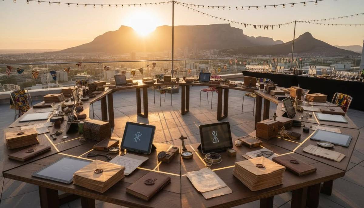 Puzzle hunt station on a rooftop