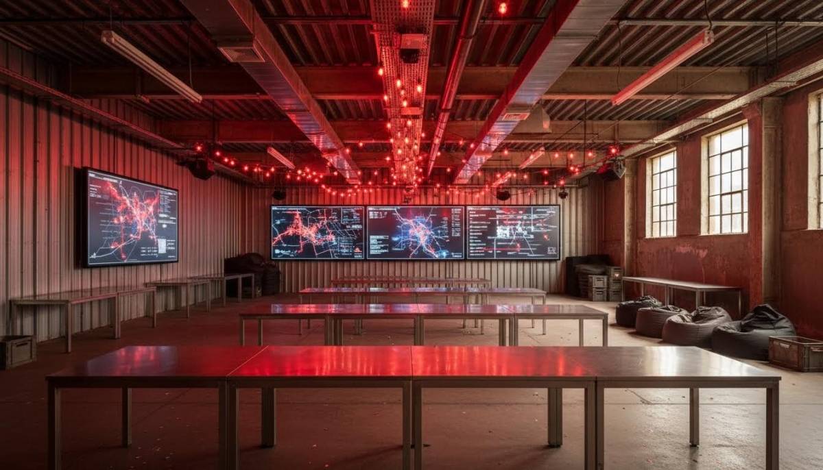 Warehouse space arranged as a double-agent base