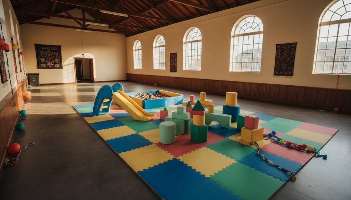 Soft play setup for younger children at a party
