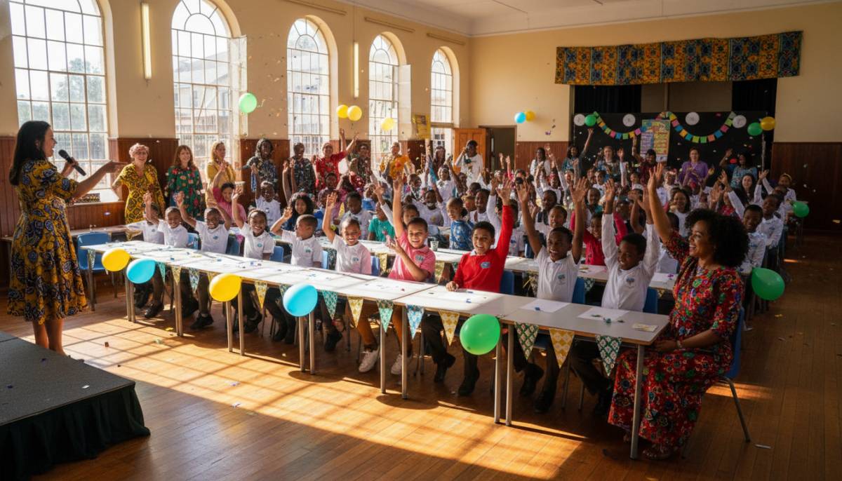 Children answering quiz questions at a party