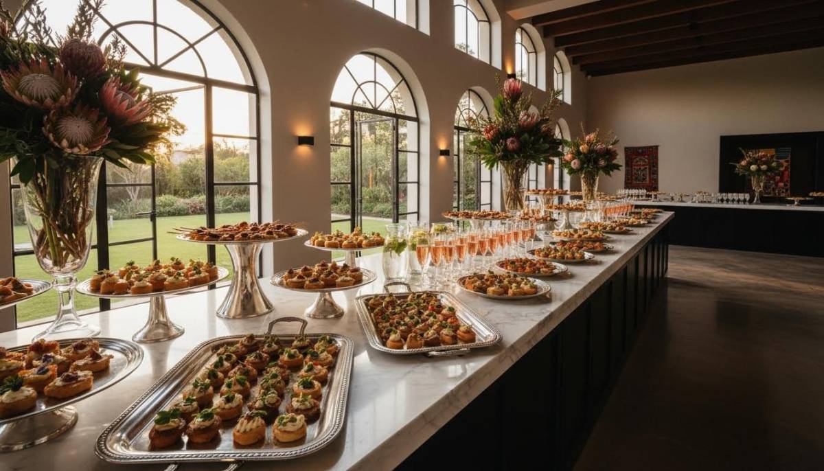 Canape trays beside a gala bar