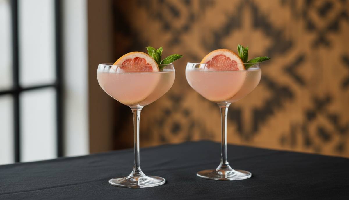 Signature cocktails on black linen