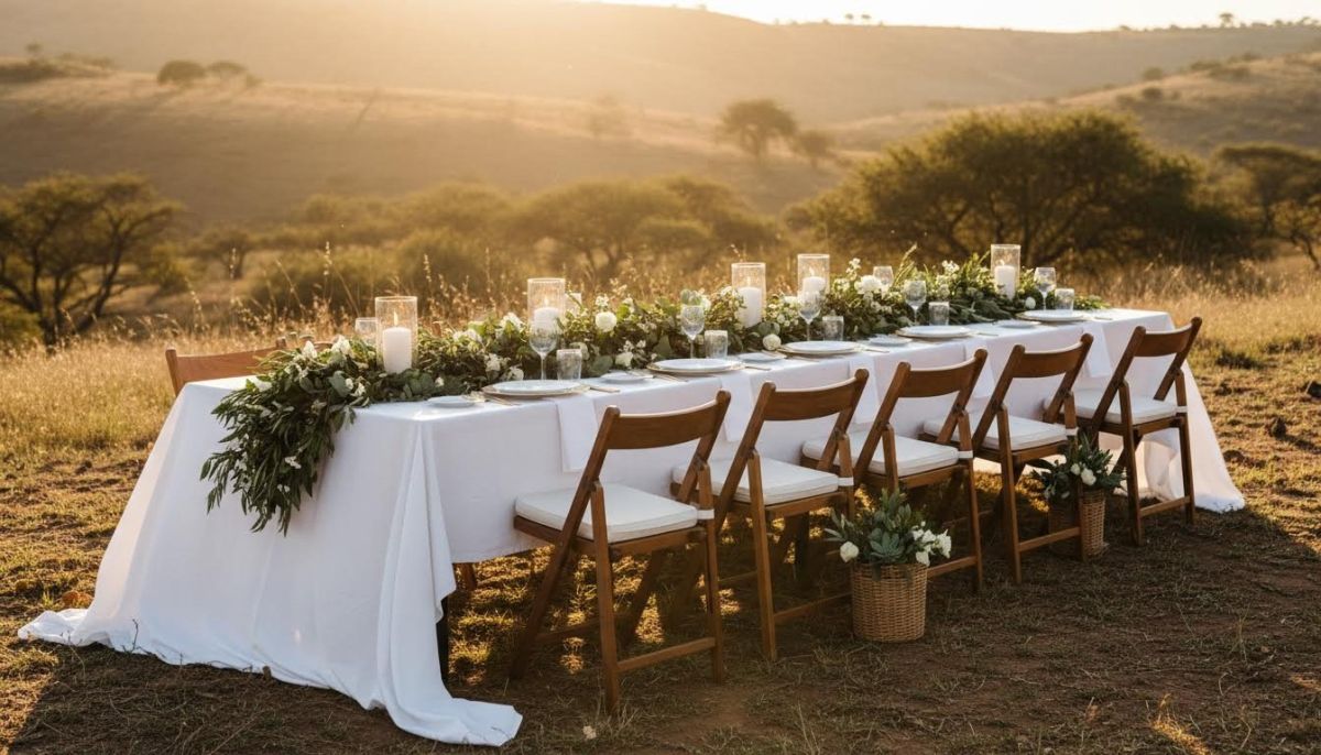 Simple wedding table setup without guests