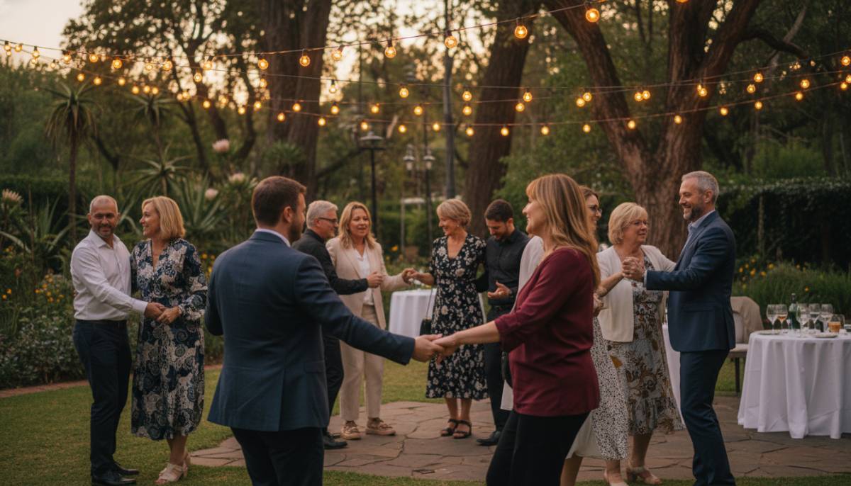 Guests dancing slowly after speeches
