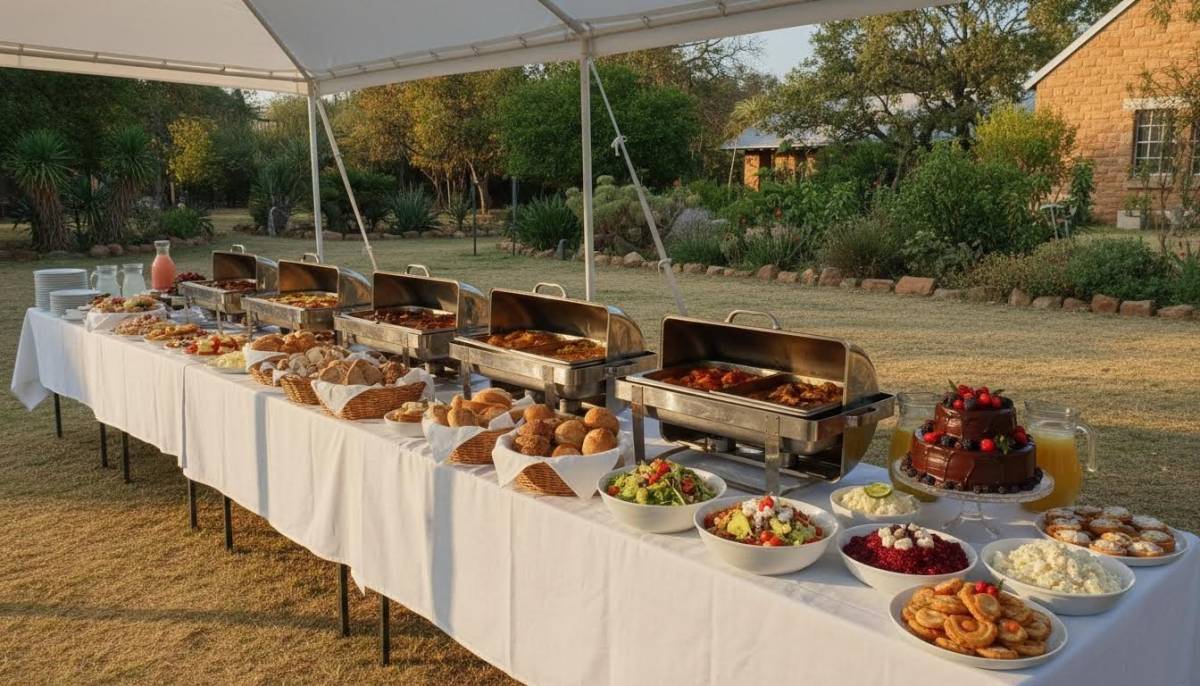 Warm celebration of life buffet table