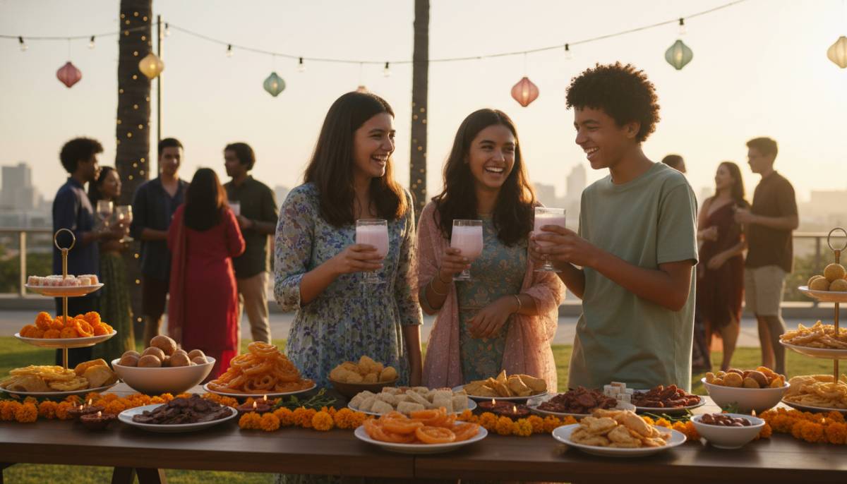 Guests enjoying Diwali drinks