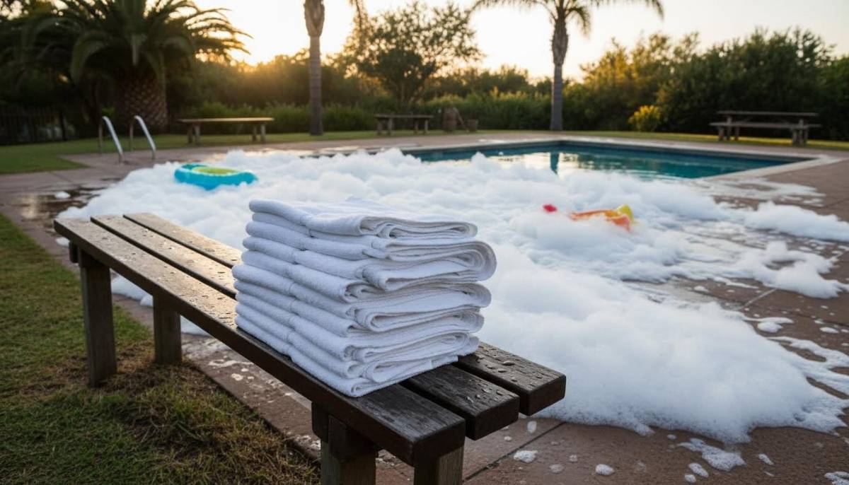 Towels ready for wet party guests