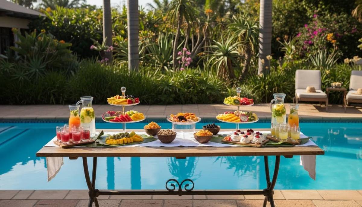Foam party snack table with waterproof decor