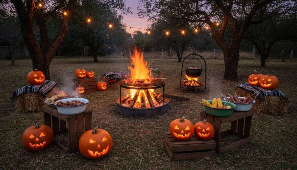 Backyard haunted harvest braai setup