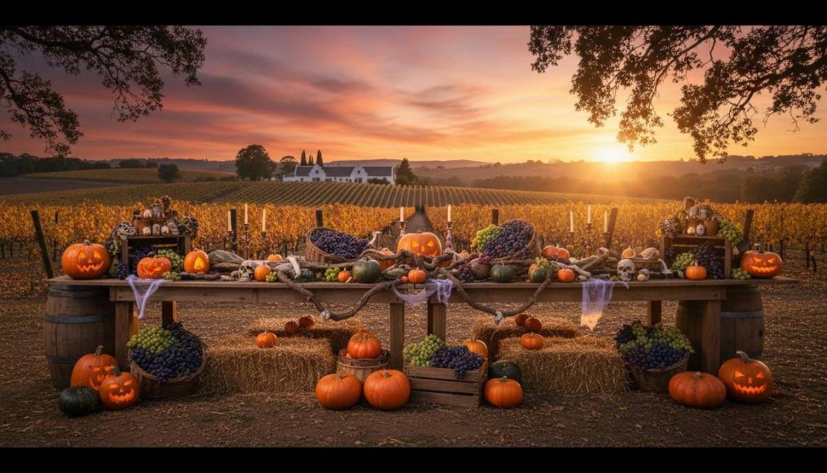 Wine farm harvest Halloween table