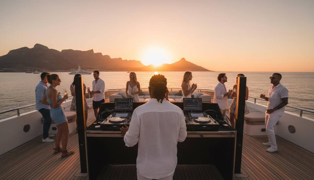DJ setup on a yacht deck