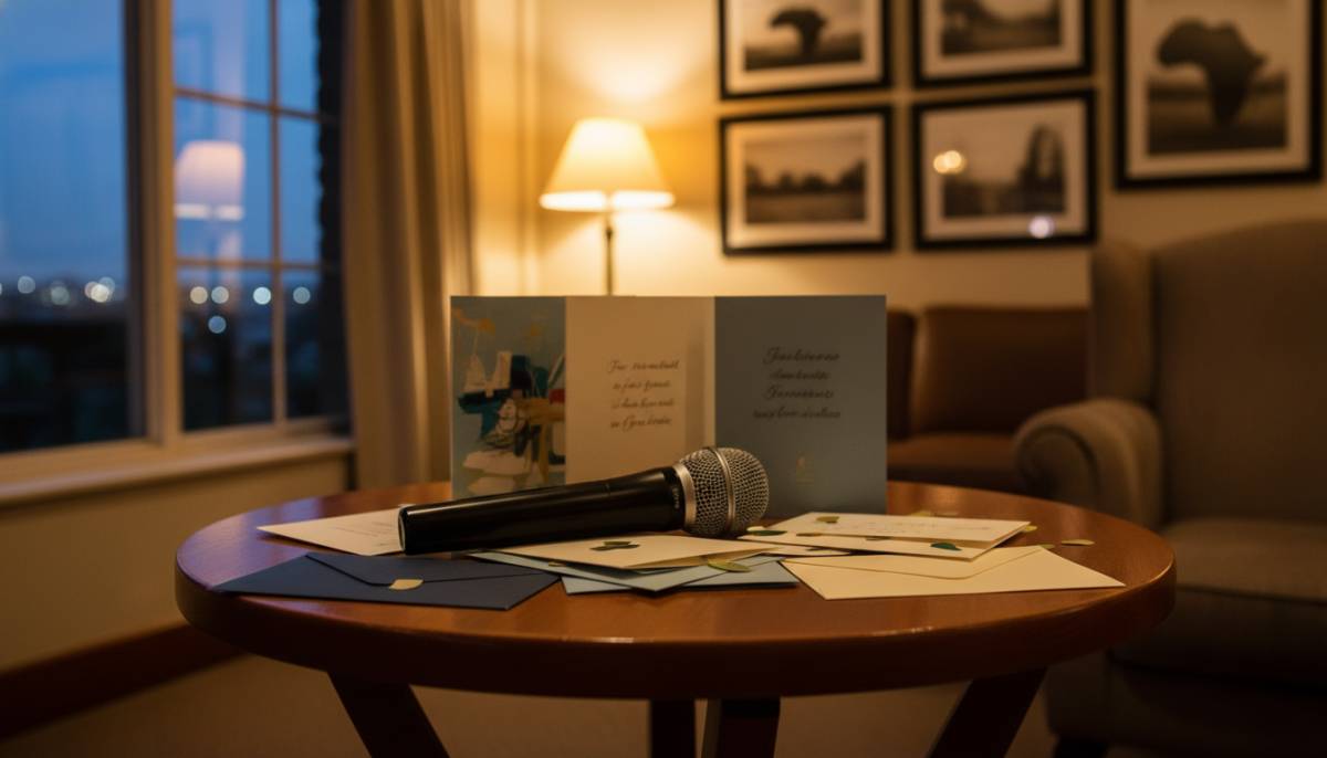 Wireless microphone ready for farewell speeches