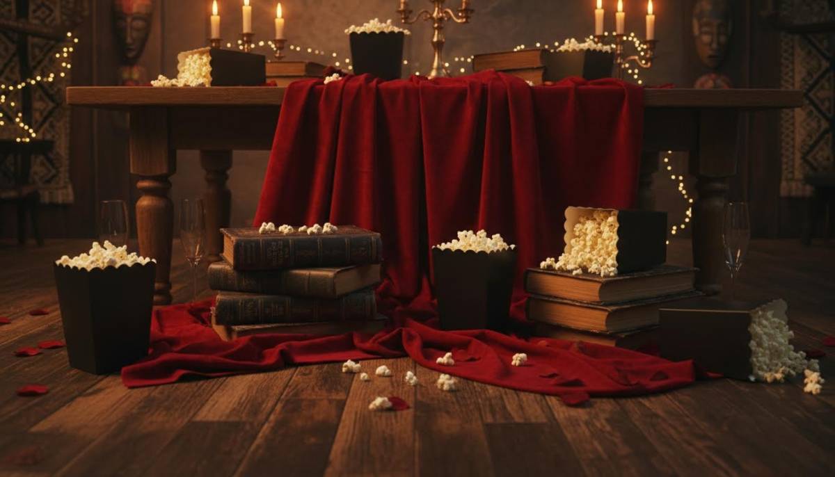Popcorn station styled for gothic book club