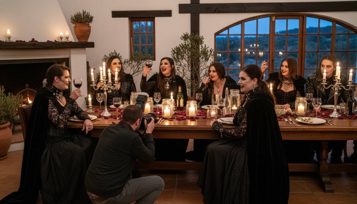 Photographer taking pictures at gothic book club night
