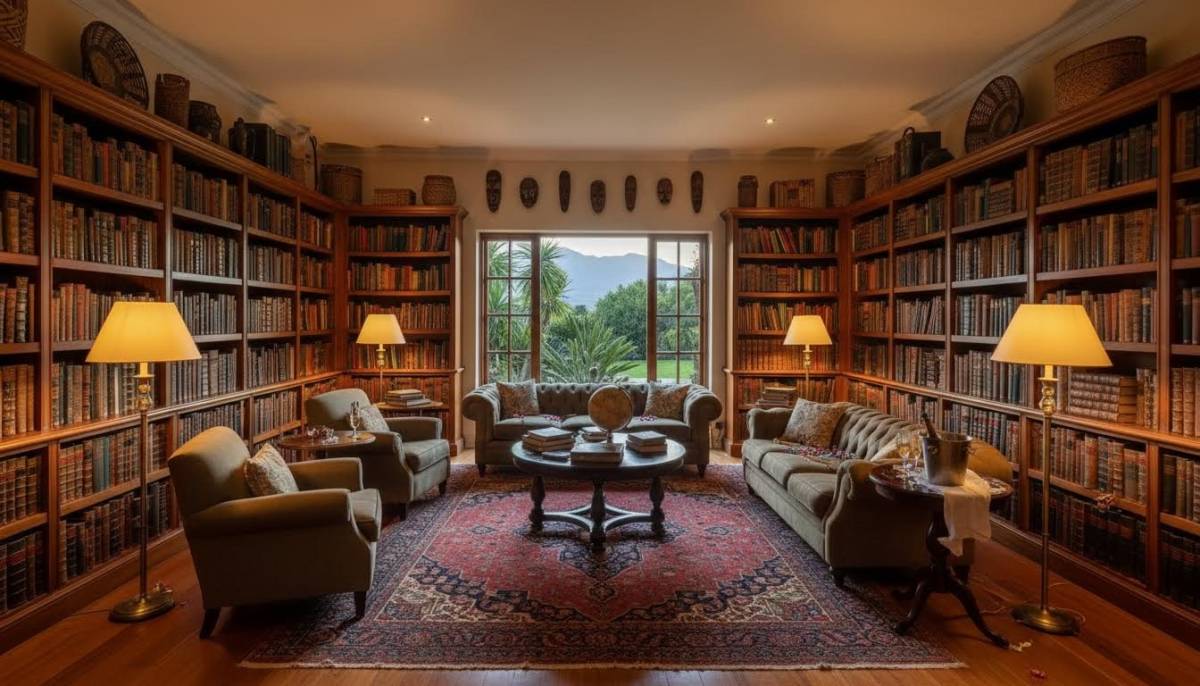 Empty library room for book club night