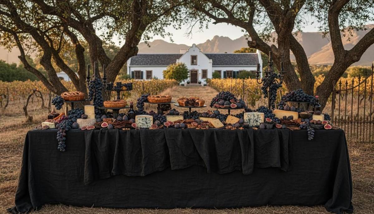 Dark grazing table for book club night