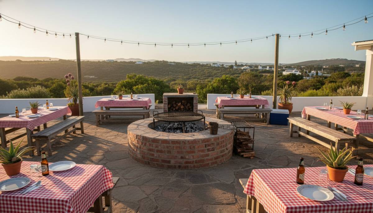 Clubhouse patio set up for a braai