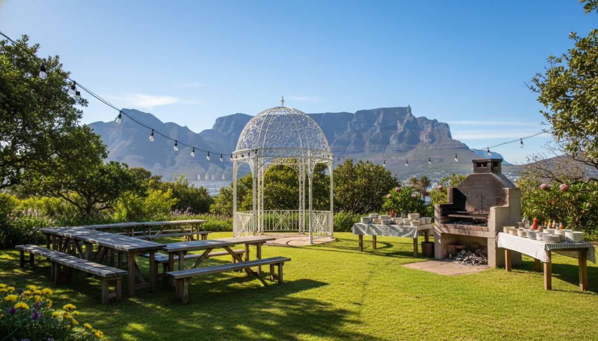 Gazebo and seating for an outdoor braai