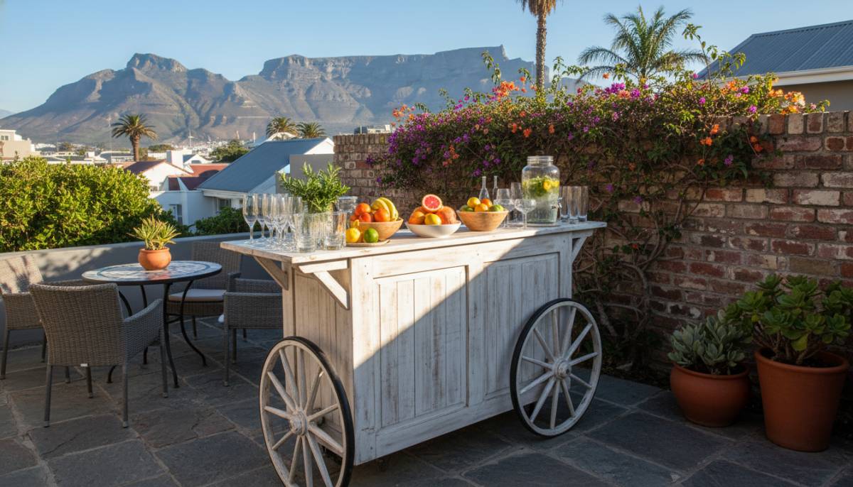 Mobile bar setup on a patio