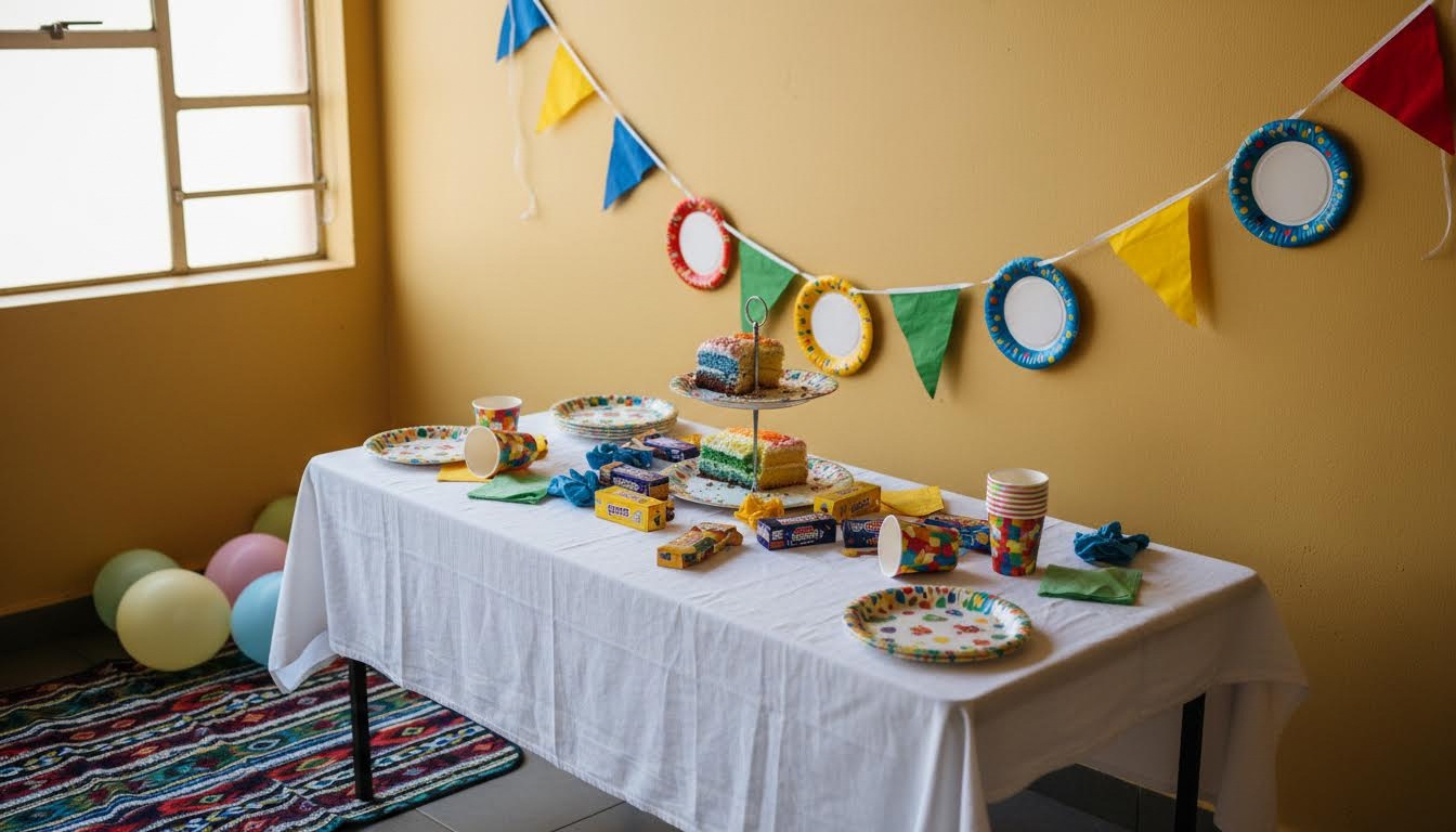 Tidy preschool party cake table
