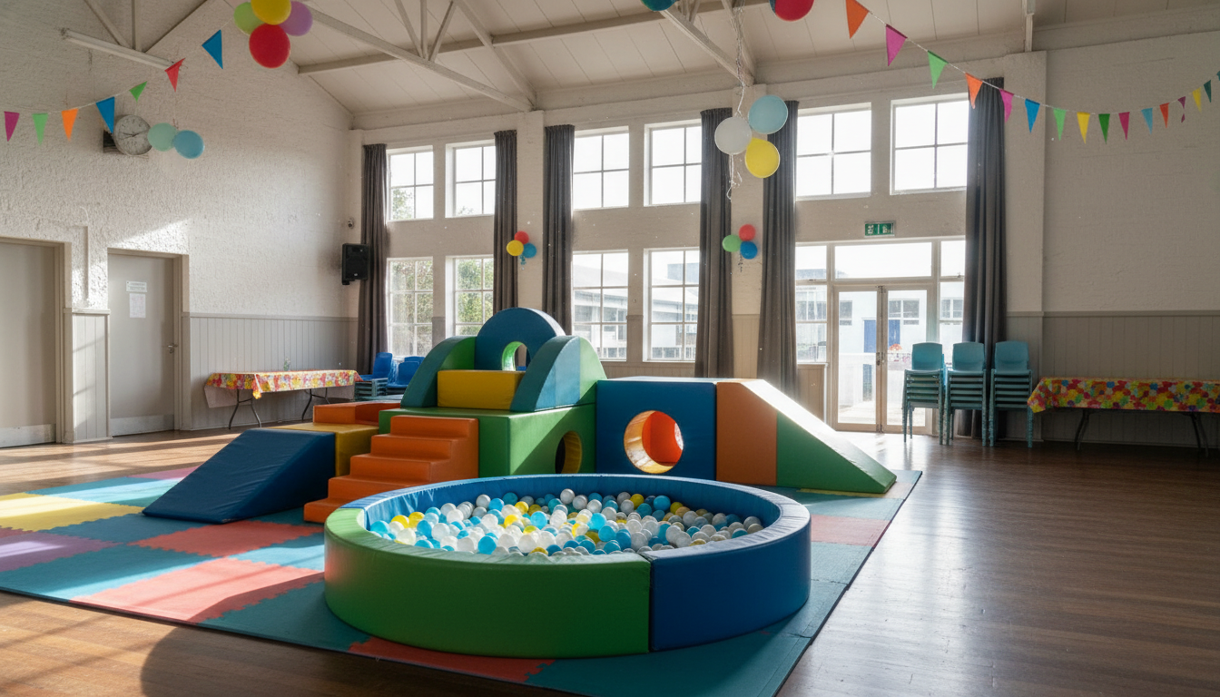 Soft play setup in a community hall