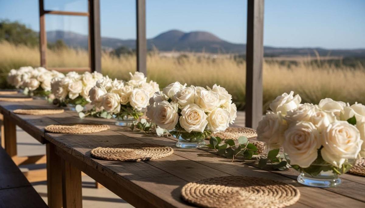Low cream rose arrangements