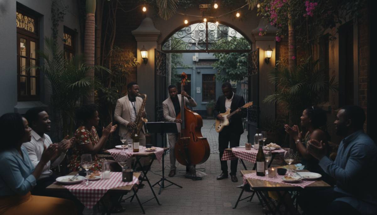 Jazz trio playing for Valentine's guests