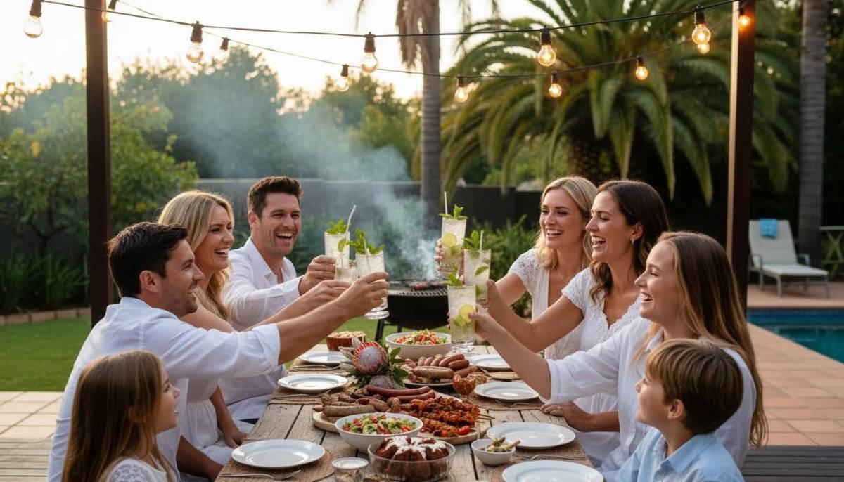 Family celebrating with drinks at Christmas party