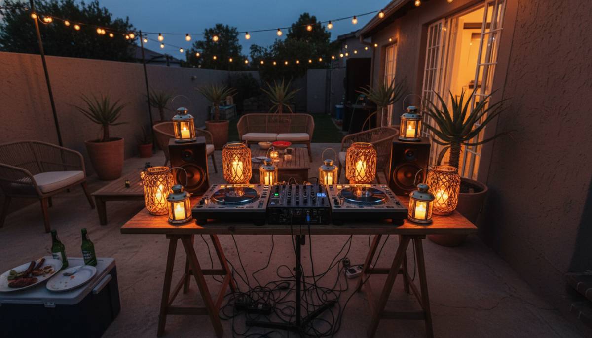 DJ gear set up at a cultural holiday party